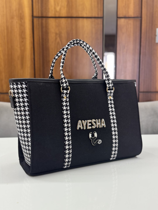 BOSS LADY TOTE BLACK GLITCH