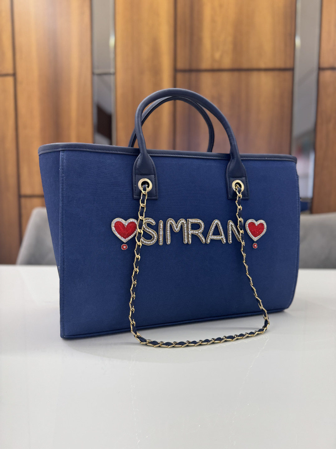 SHOE LUXE BLUE TOTE