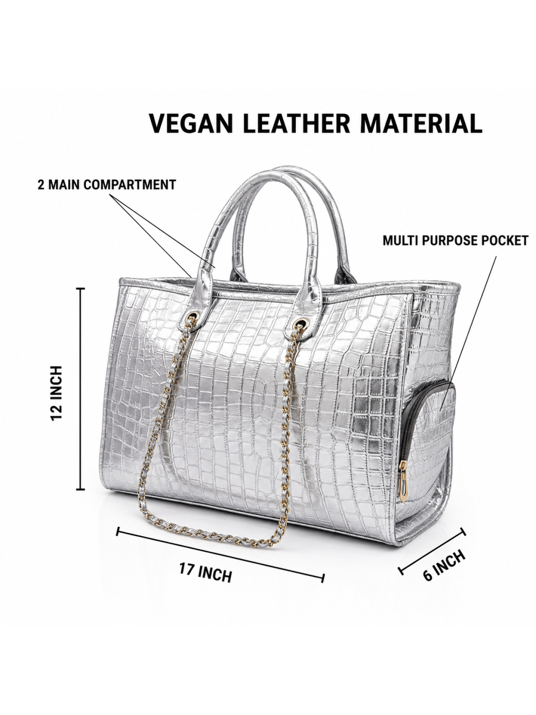 EEVARA SILVER LUXE TOTE
